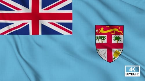 Realistic Fiji Flag Waving Seamless Loop Animation