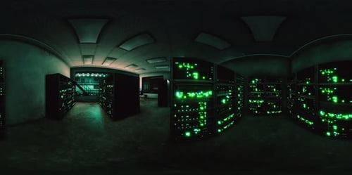 VR360 Network Server Room with Computers for Digital Tv Ip Communications