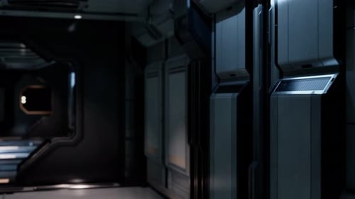 Futuristic Sci-Fi Corridor Journey with Slow Camera Movement