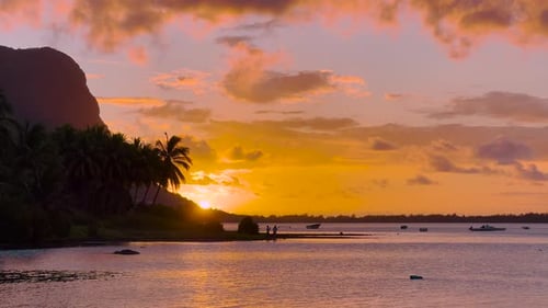 Warm Glow of the Sundown Video Footage Along the Ocean