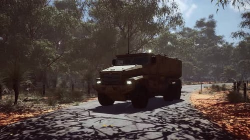 Convoy Armored Vehicle on the Road