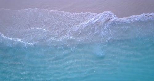 Natural above island view of a white sand paradise beach and blue water background in best quality 4