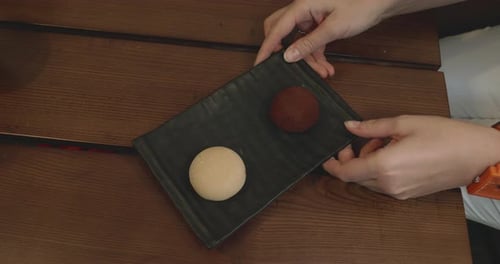 Mochi Dessert Served with Origami Figure