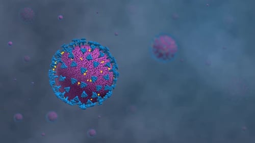 Animated 3D Virus Particle Rotating in Medical Background