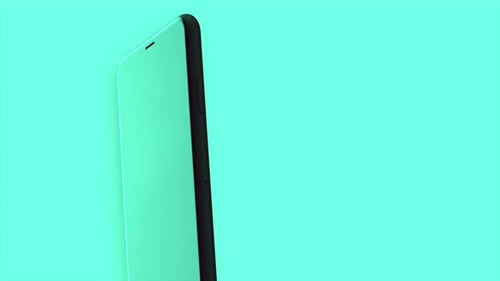 Modern Smartphone Rotation Animation on Green Background