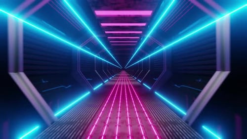 Seamless Loop of a Futuristic Neon Tunnel
