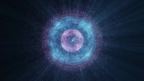 Abstract Futuristic Particle Sphere and Energy Ring Animation