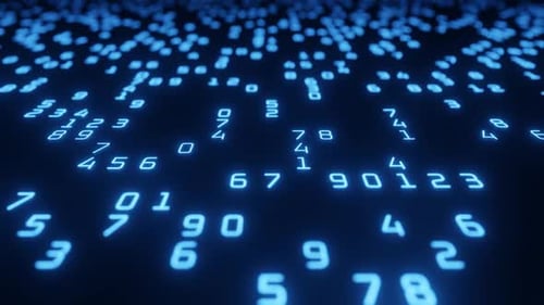 Blue Glowing Digital Numbers Data Flow Background