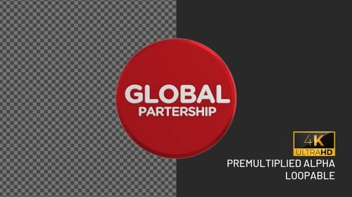 Global Partnership Rotating Looping Badge with Alpha Channel