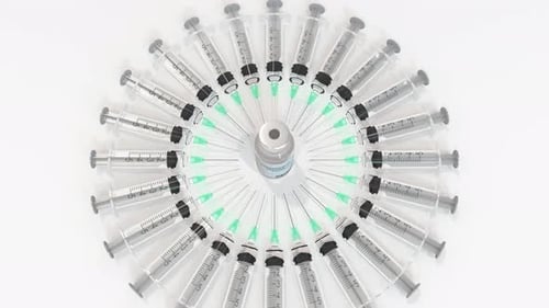 Coronavirus Vaccine Vial and Syringes Medical Animation