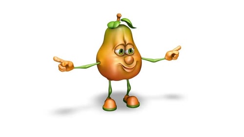 Animated 3D Pear Character Waving and Pointing