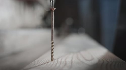 Drilling Screw into Wood with an Electric Drill