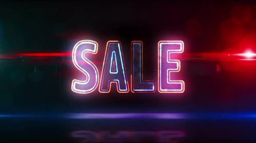 Animação abstrata em loop de símbolo de promoção de venda