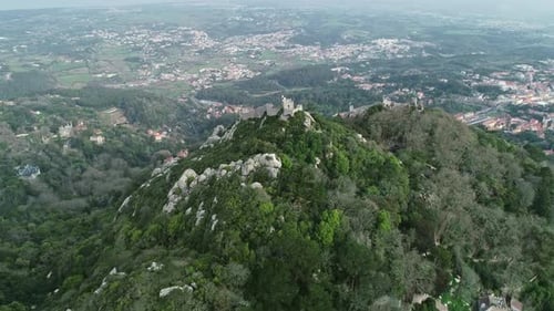 Aerial View of Moorish Castle Sintra Portugal