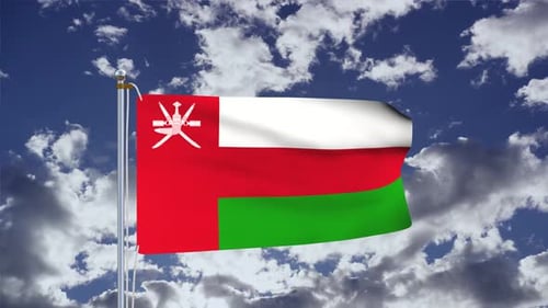 Oman Flag Waving With Realistic Fabric Animation