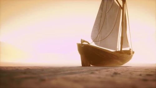 Bateau de pêche ou de pêcheur abandonné dans le désert