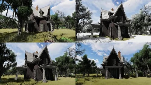 3D Haunted House Animation with Spooky Nature Environment