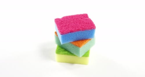 Close-up of various cleaning sponge