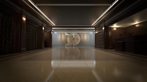 Ein solides Metalltor, das von der Bank zum Schutz und zur Sicherung aller eingelagerten Einlagen verwendet wird.
