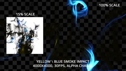 Dynamic Blue Yellow Fluid Smoke Energy Impact Transition