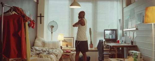 African American Man Doing Home Workout