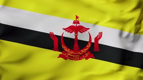 Waving National Flag of Brunei Darussalam Loop Animation