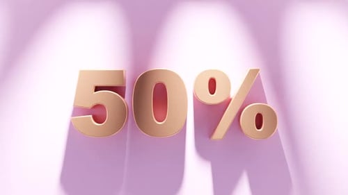 3d Render Illustration 50 Fifty Percent Discount in Gold Color