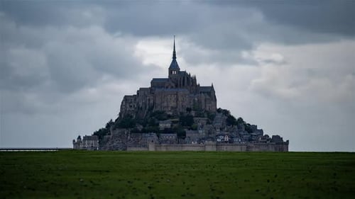 Mont Saint-Michel, France, Timelapse - The Mont Saint-Michel during the rainy day