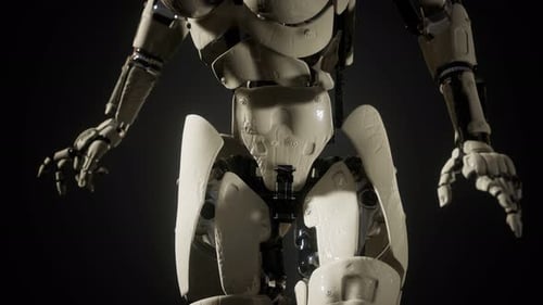 Futuristic Robot Body Assembles in Sci-Fi Technology Animation