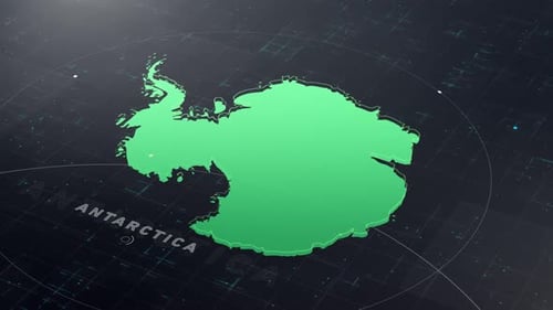 Animated Futuristic 3D Map of Antarctica Tech Interface