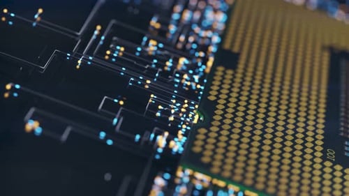 Ein Computerprozessor mit Millionen von Verbindungen und Signalen