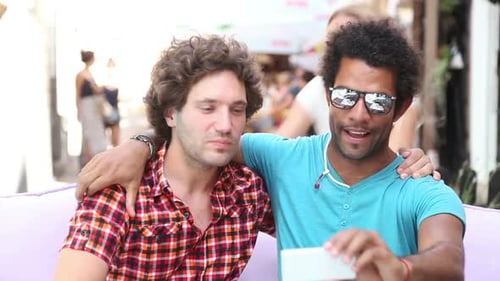 Happy Friends Take Selfie Outdoors on Sunny Day