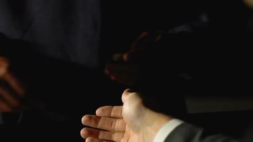 Detective Undercover Buying Drugs From Street Dealer, Smuggling, Hands Close-Up