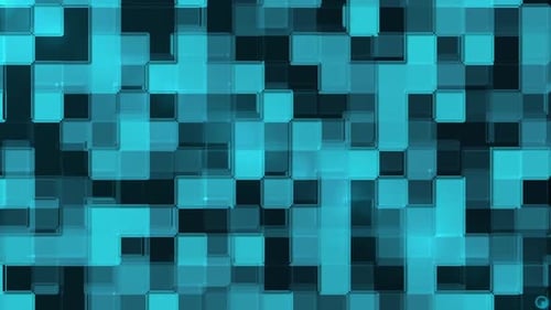 Mosaic Light Show of Squares in Blue