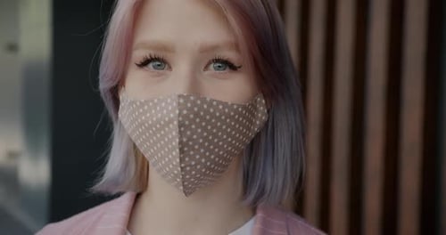 Young Adult Wearing Face Mask Close Up Shot