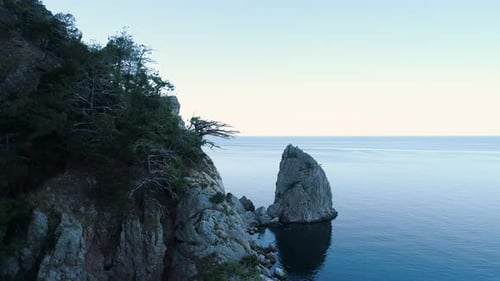 Sea Coast With Rocky Massif