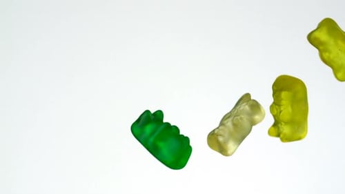 Gummy Bears Falling in Slow Motion