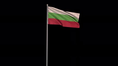 Waving Bulgarian Flag on Pole with Alpha Channel