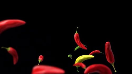 Vibrant Falling Chili Peppers Motion Background Loop
