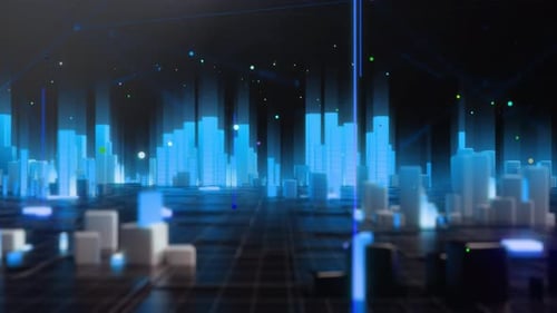 Digitaler Stadthintergrund Blau