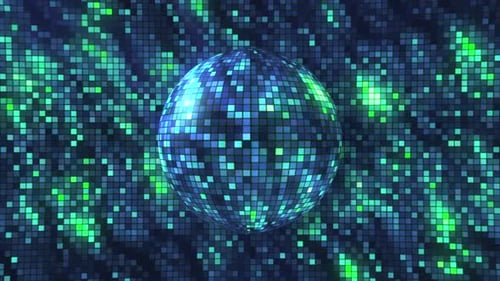 A ball of squared particles spinning and shimmering