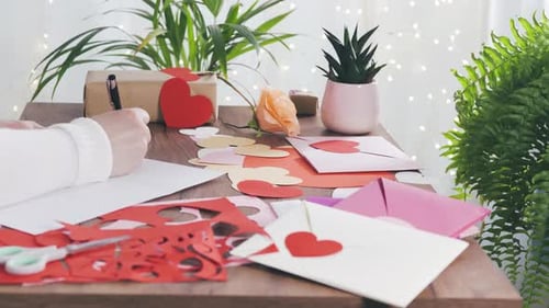 Writing Card with Hearts and Valentines Day theme
