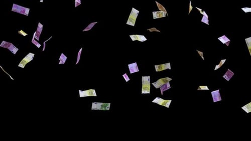 Falling Euro Banknotes Money Rain Seamless Loop