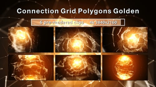 Golden Abstract Connection Grid Polygons Motion Background Animation