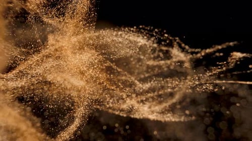 Elegant Detailed and Golden Particles Flow with Shallow Depth of Field Underwater