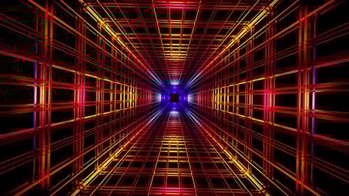 Wire Square Colored Tunnel Rotated Disko Vj Loop HD