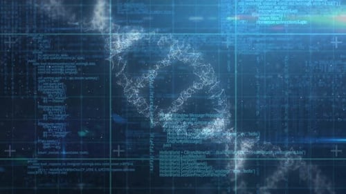 Digital DNA Structure with Data Code Background Animation