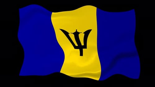 Waving Barbados Flag Loop on Alpha Channel