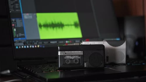 Portable Tape Recorder Records Sound or Interviews on a Mini Cassette