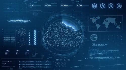 Blue cloud computing with HUD background and futuristic technology abstract background